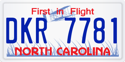 NC license plate DKR7781