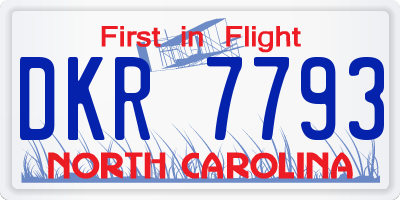 NC license plate DKR7793