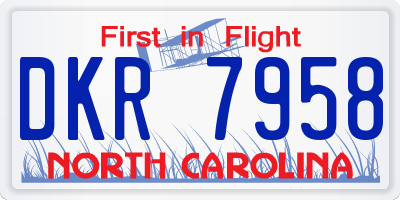 NC license plate DKR7958