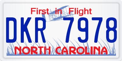 NC license plate DKR7978
