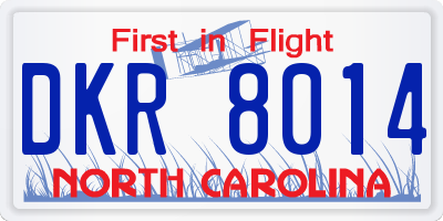 NC license plate DKR8014