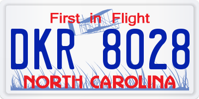 NC license plate DKR8028