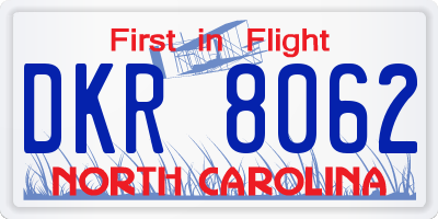 NC license plate DKR8062