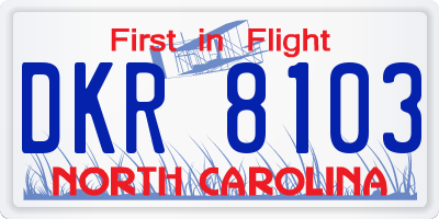 NC license plate DKR8103