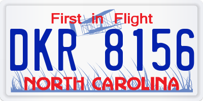 NC license plate DKR8156