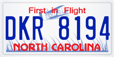 NC license plate DKR8194