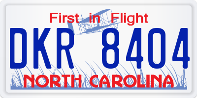 NC license plate DKR8404