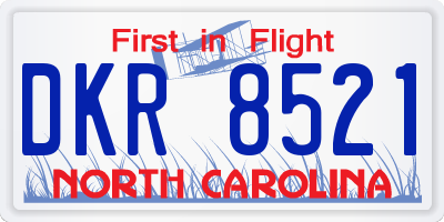 NC license plate DKR8521