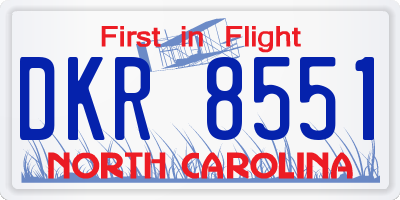 NC license plate DKR8551