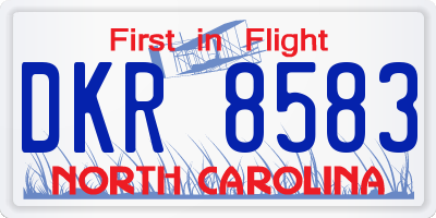 NC license plate DKR8583