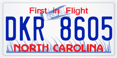 NC license plate DKR8605