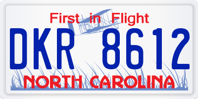 NC license plate DKR8612