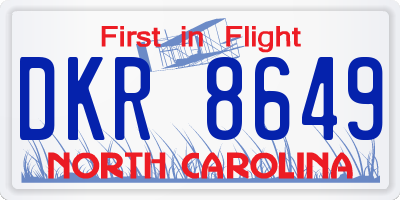 NC license plate DKR8649