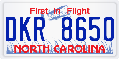 NC license plate DKR8650