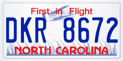 NC license plate DKR8672