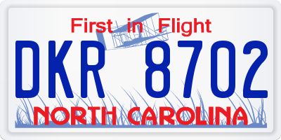 NC license plate DKR8702