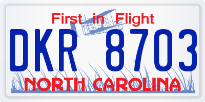 NC license plate DKR8703