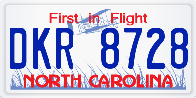 NC license plate DKR8728