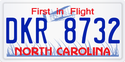 NC license plate DKR8732