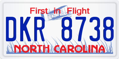 NC license plate DKR8738