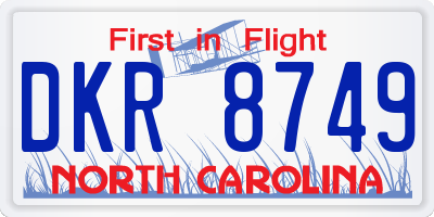 NC license plate DKR8749