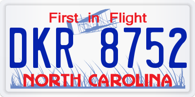 NC license plate DKR8752