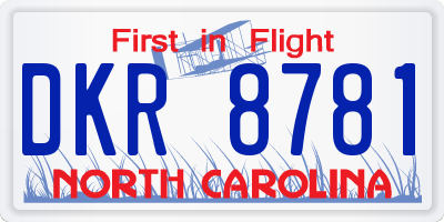 NC license plate DKR8781