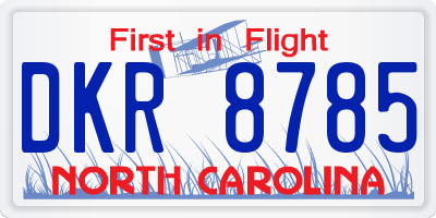 NC license plate DKR8785