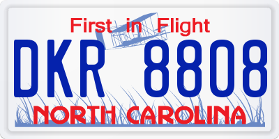 NC license plate DKR8808