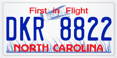 NC license plate DKR8822