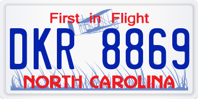 NC license plate DKR8869