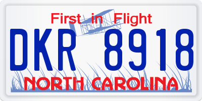 NC license plate DKR8918