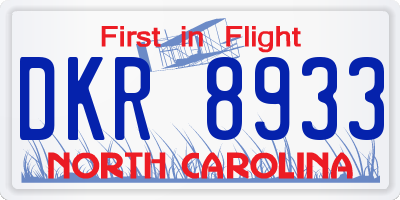 NC license plate DKR8933