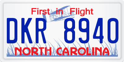 NC license plate DKR8940