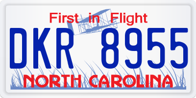 NC license plate DKR8955