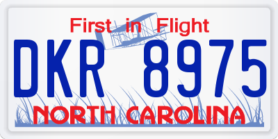 NC license plate DKR8975