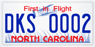 NC license plate DKS0002