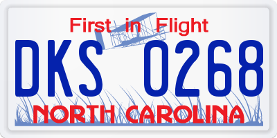 NC license plate DKS0268