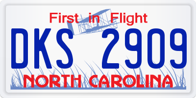 NC license plate DKS2909