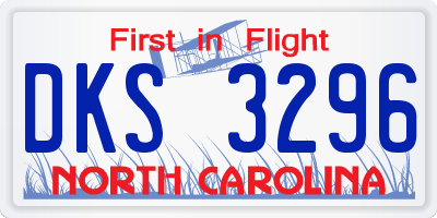 NC license plate DKS3296