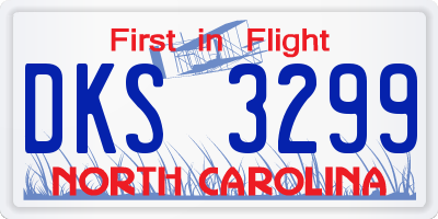 NC license plate DKS3299
