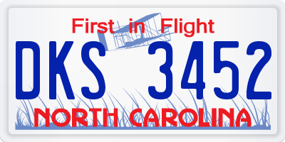 NC license plate DKS3452