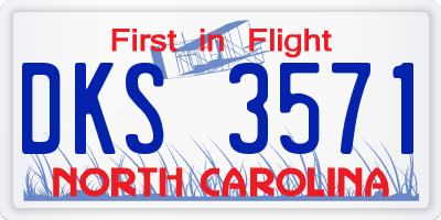 NC license plate DKS3571