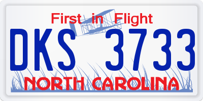 NC license plate DKS3733