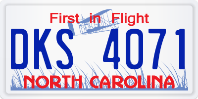 NC license plate DKS4071