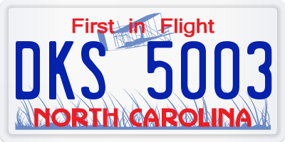 NC license plate DKS5003