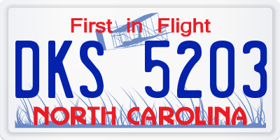 NC license plate DKS5203