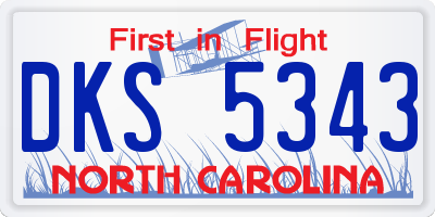 NC license plate DKS5343