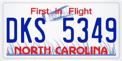 NC license plate DKS5349