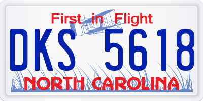 NC license plate DKS5618